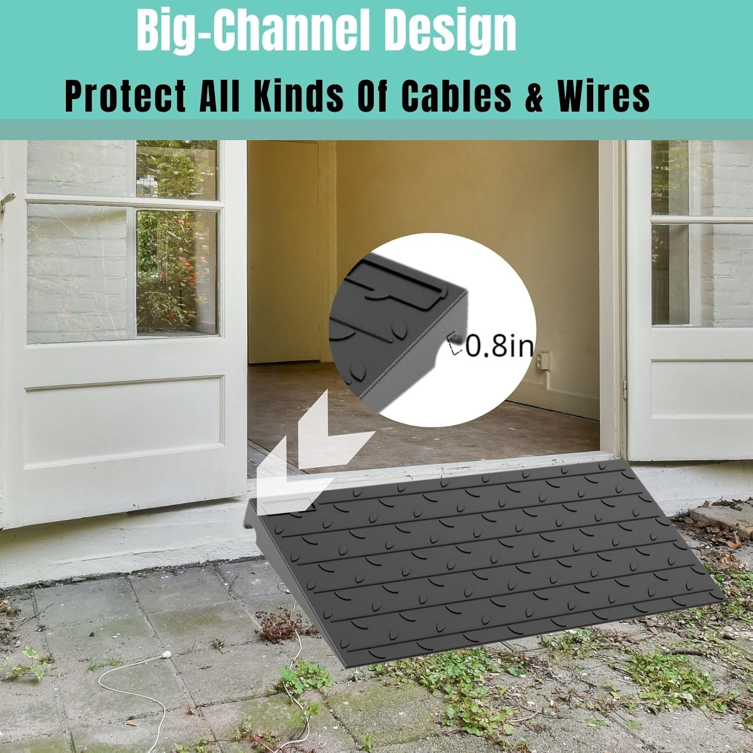 BESEA Rubber Threshold Ramp for Wheelchair, No-Slip Surface, 3500 lb Load


