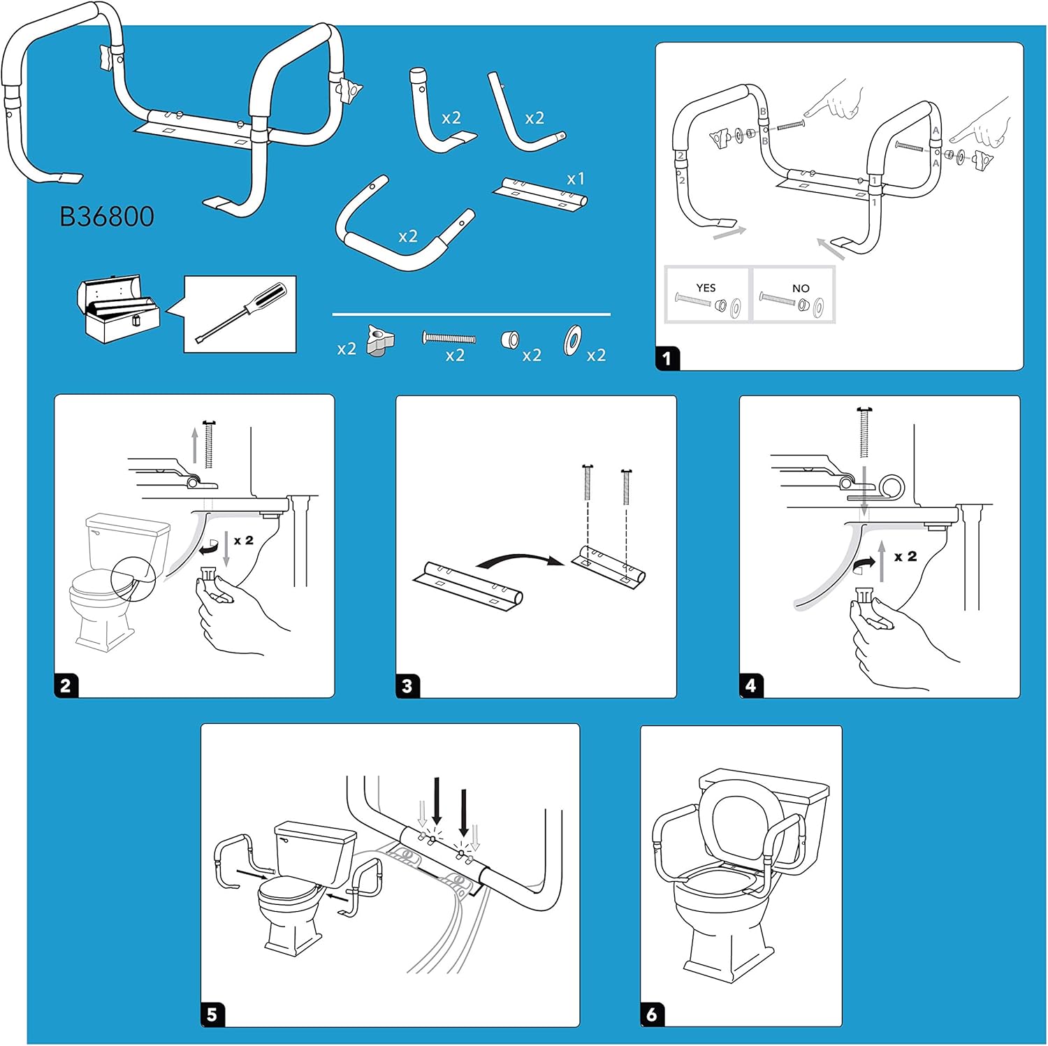 Carex Toilet Safety Frame with Adjustable Width Toilet Safety Rails, 300 lb

