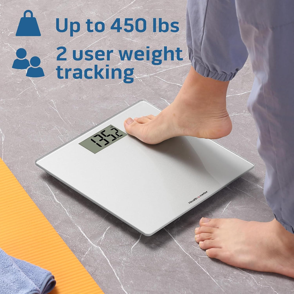 Health o meter Compact Digital Bathroom Scale, 450 lb, 3.2 in LCD, Tempered Platform

