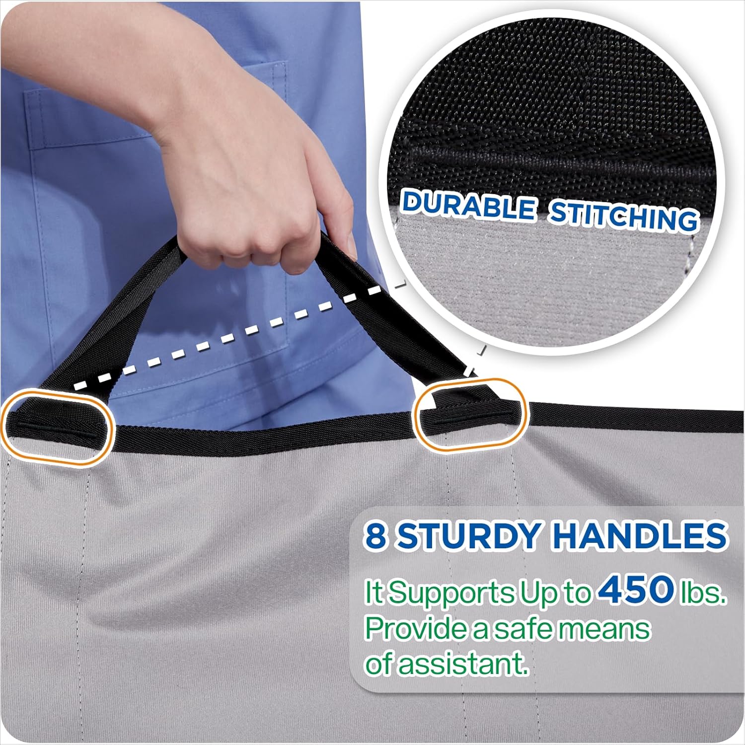 NIHAO Bed Transfer Positioning Pad with Handles and Pockets, Flannel Transfer Sheet

