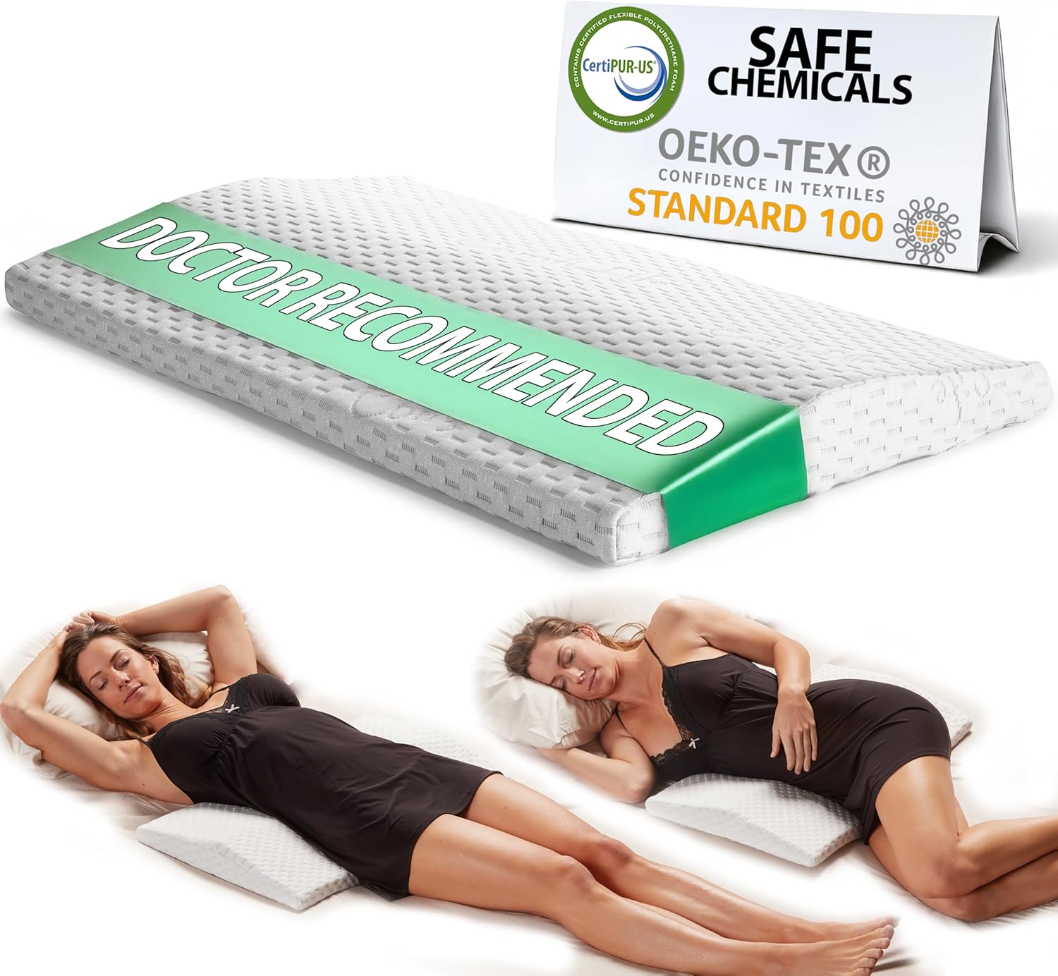 ComfiLife Lumbar Support Memory Foam Pillow for Back Pain Relief, Triangle Wedge

