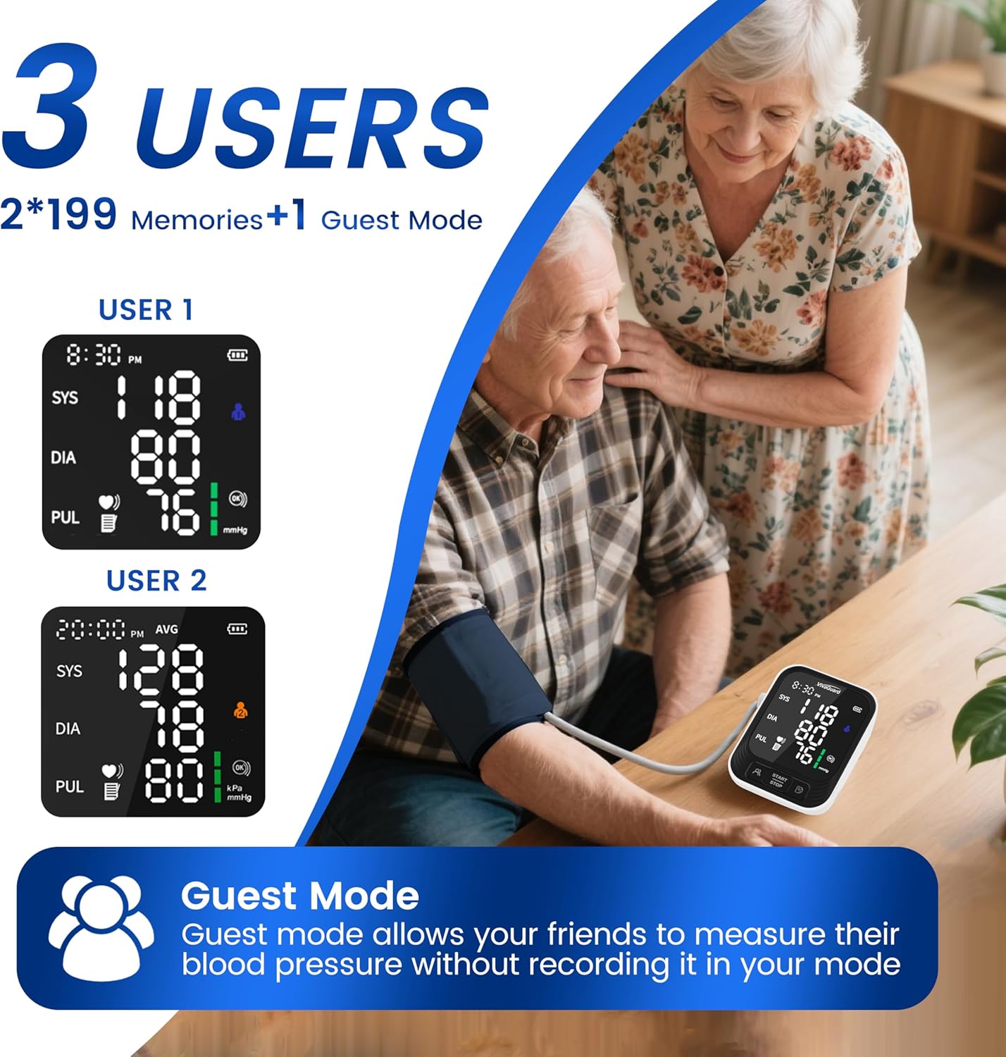 VivaGuard Upper Arm Automatic Digital Blood Pressure Monitor with Large Backlit LCD

