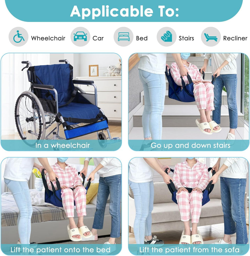 Patient Lift Transfer Belt with Handles for Bed to Wheelchair, Safety Sling Pad


