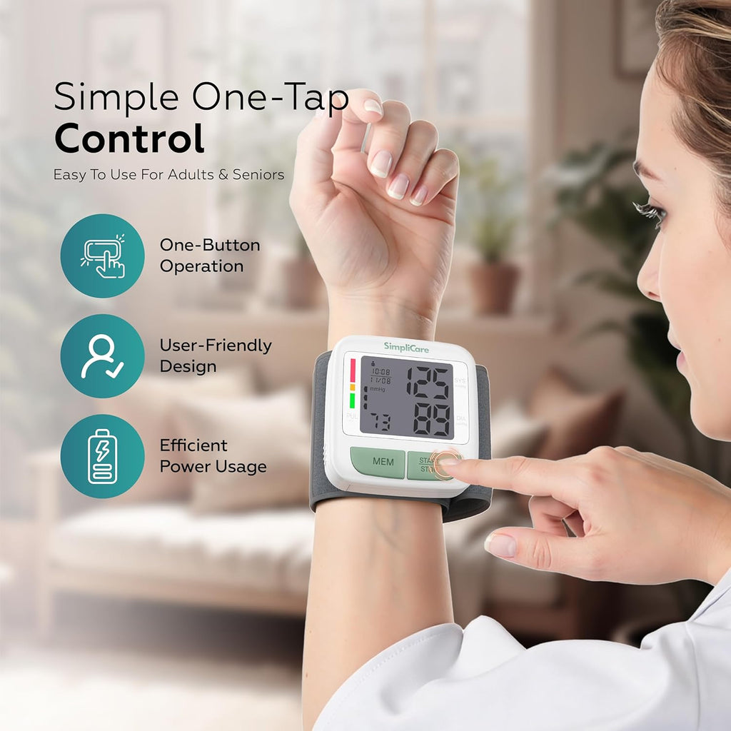 FDA Cleared Wrist Blood Pressure Monitor, Digital BP Cuff, LCD, Dual User

