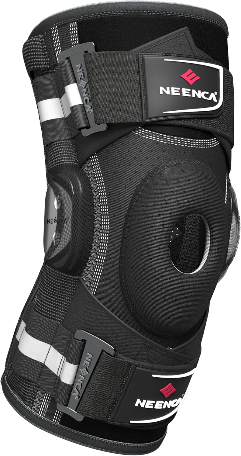 NEENCA Hinged Knee Brace with Patella Gel Pad and X-Strap Stabilizers for Support


