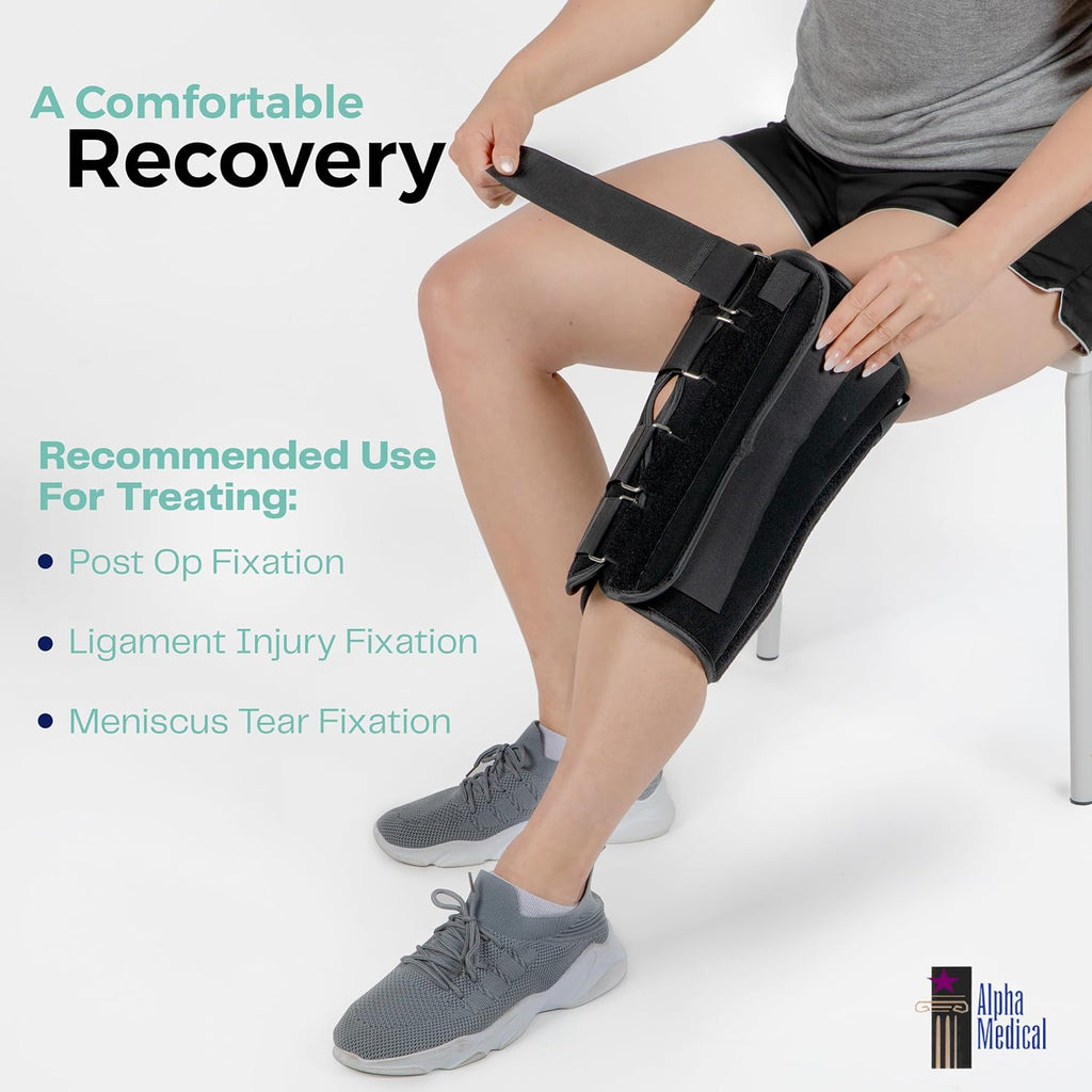 Alpha Medical Three-Panel Adjustable Orthopedic Knee Immobilizer, Knee Brace

