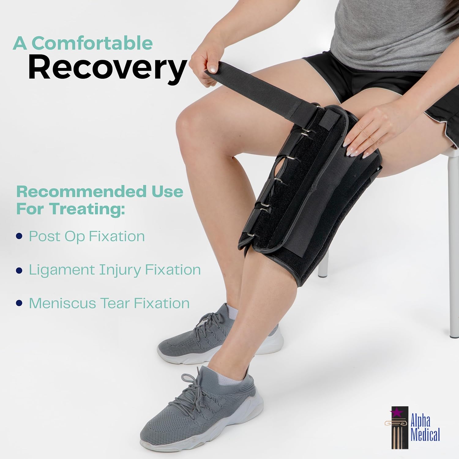 Alpha Medical Three-Panel Adjustable Orthopedic Knee Immobilizer, Knee Brace

