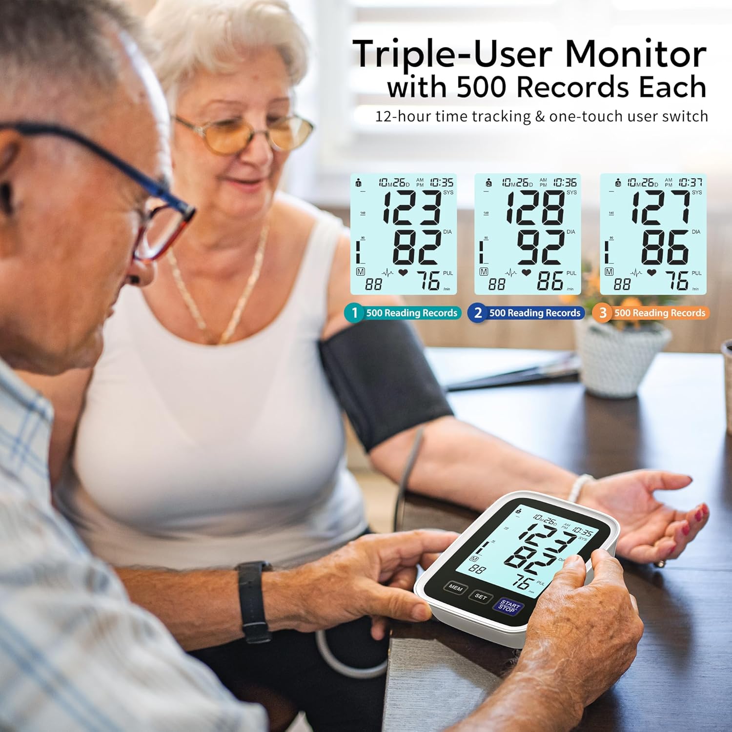 AQESO Upper Arm Blood Pressure Monitor, Automatic Digital BP Kit with 3 Cuffs

