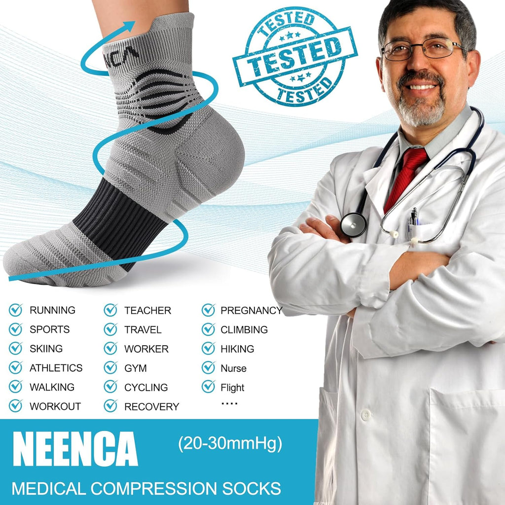 NEENCA Medical Compression Socks for Women and Men, Ankle 20–30 mmHg

