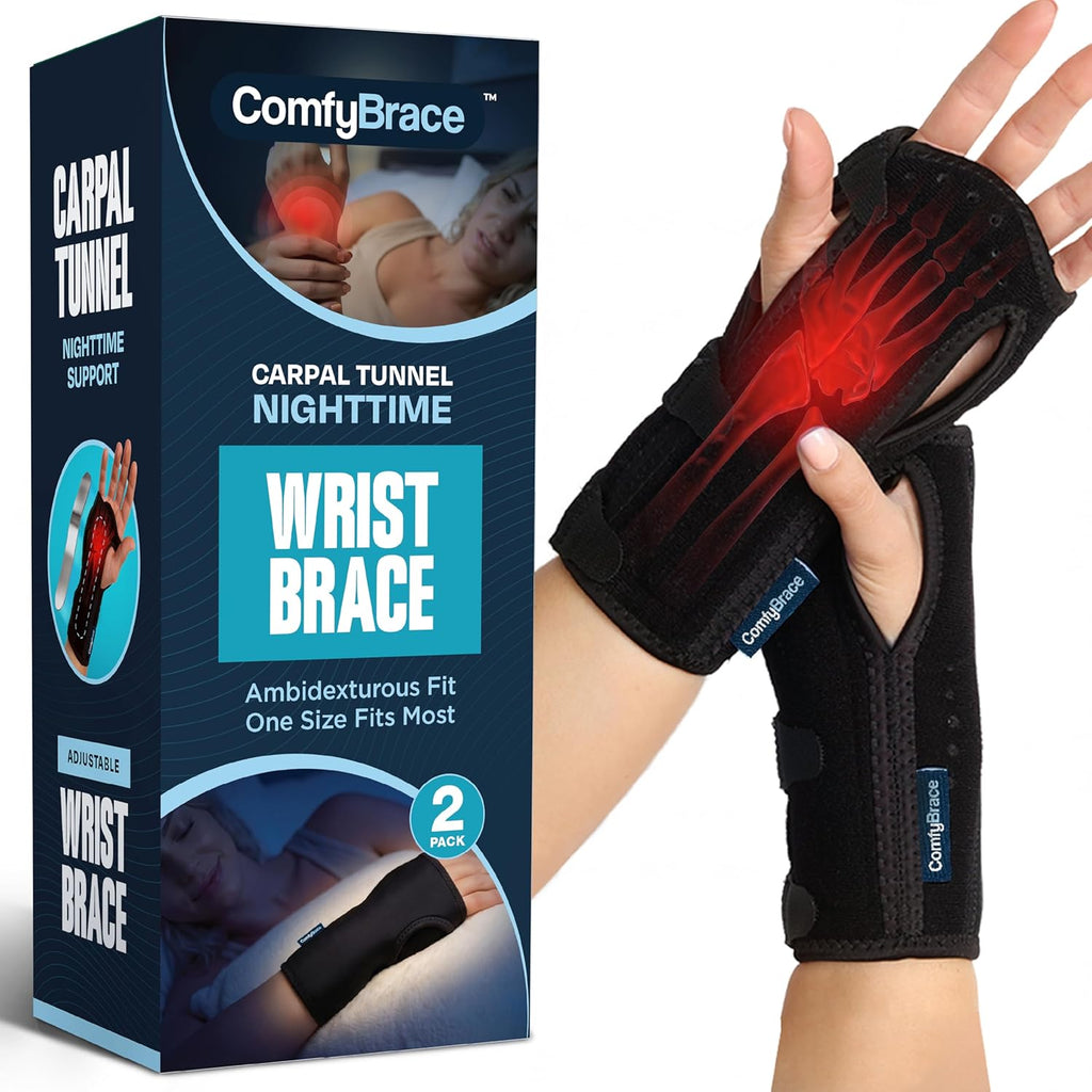 ComfyBrace Nighttime Pain Relief Wrist Brace for Carpal Tunnel, Tendonitis, Arthritis

