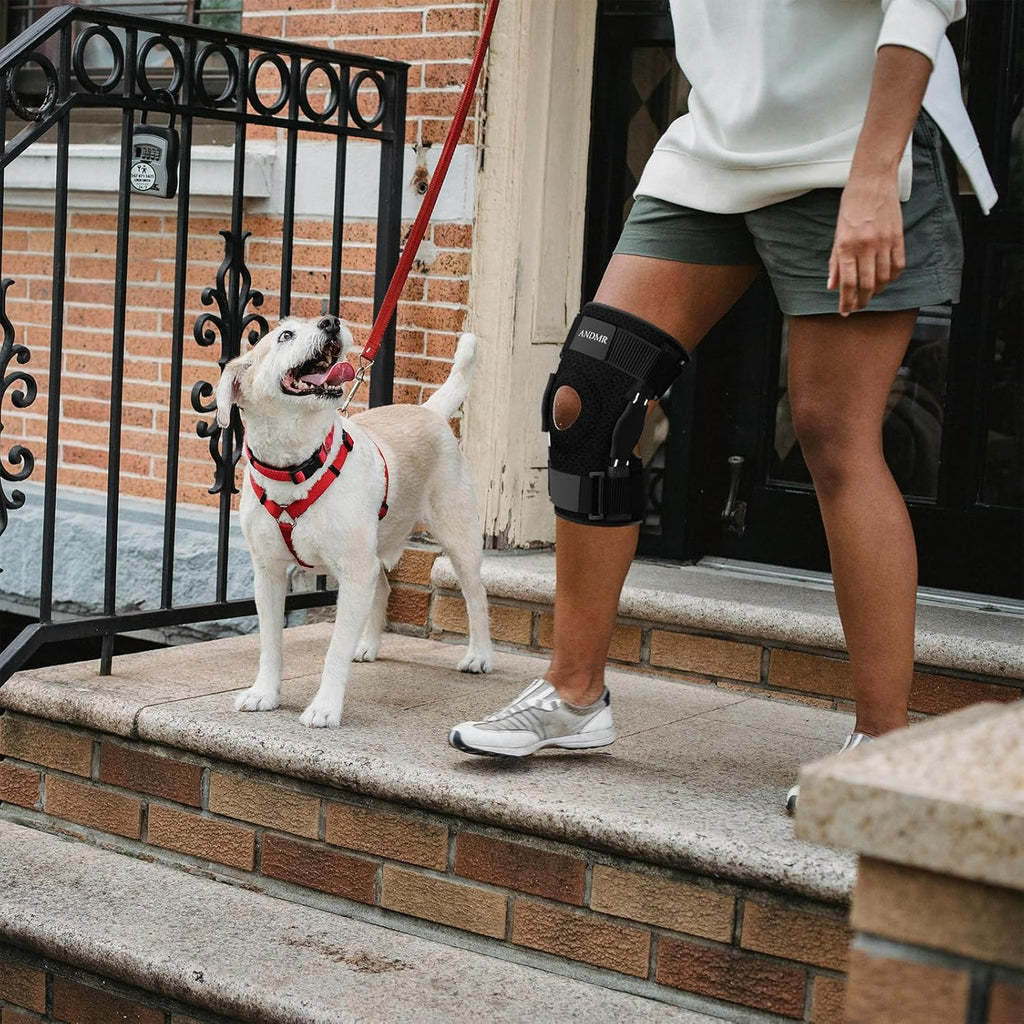 Knee Brace with Removable Dual Hinged Stabilizers and Patella Gel Pads

