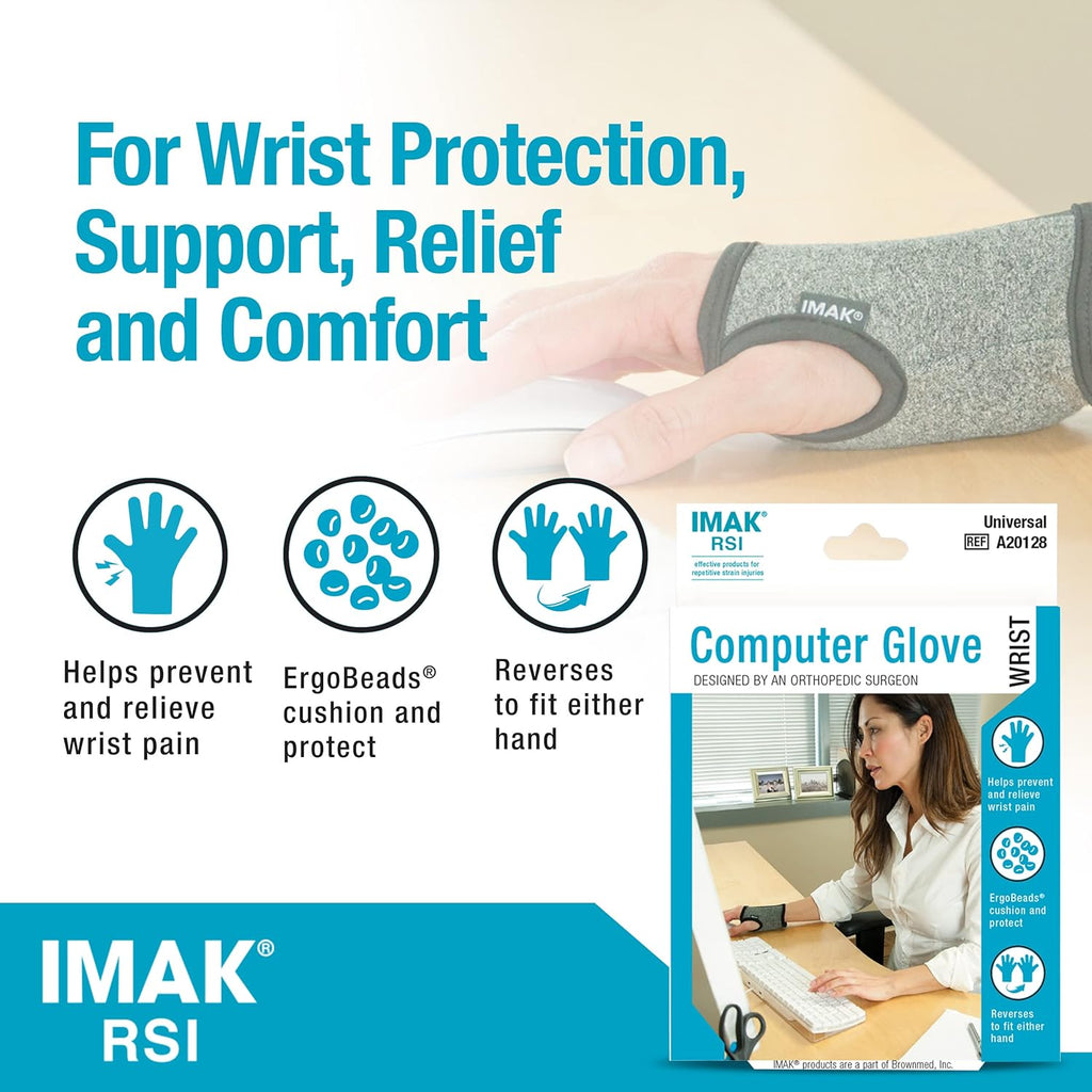 Brownmed IMAK RSI Computer Glove Compression Wrist Brace for Carpal Tunnel Support

