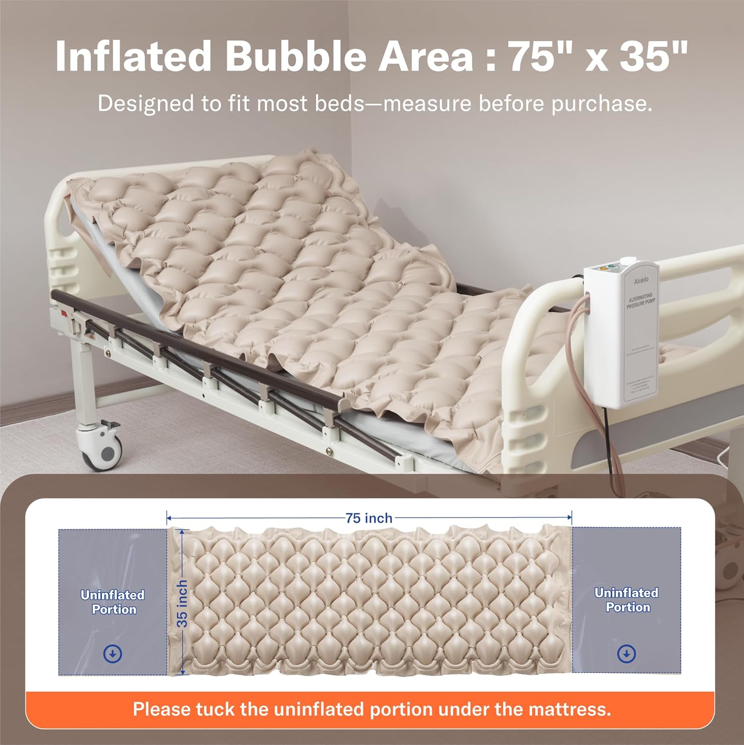 Alcedo Alternating Air Pressure Mattress Pad with Static Mode, Waterproof Medical

