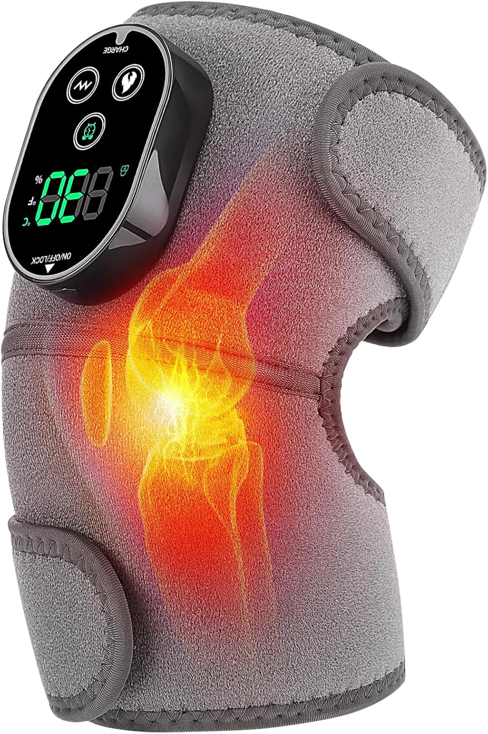 Cordless Heated Knee Massager with Heat, Vibration, Timer for Knee Pain Relief

