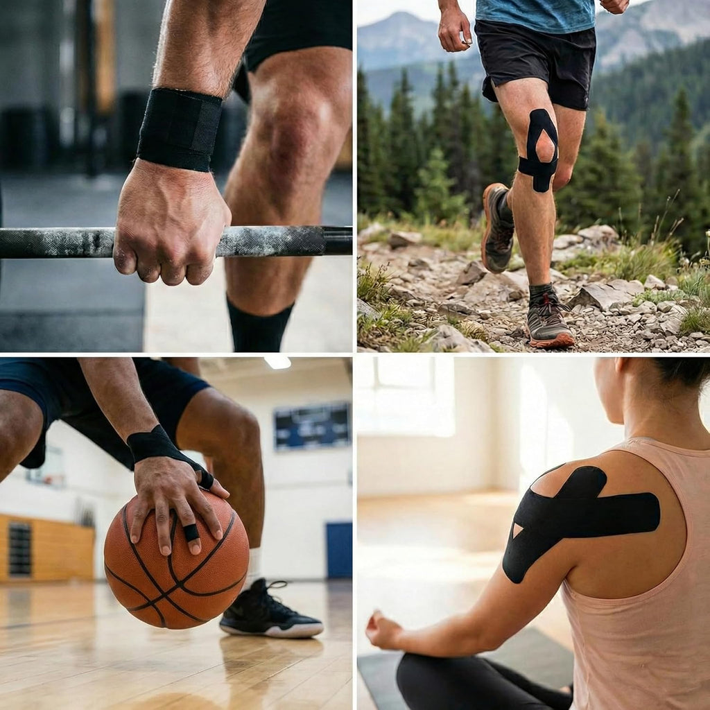 Magnesium & Menthol Infused Kinesiology Tape, Water-Resistant Athletic Muscle Support

