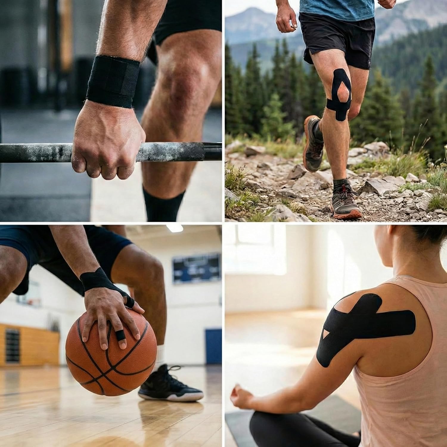 Magnesium & Menthol Infused Kinesiology Tape, Water-Resistant Athletic Muscle Support

