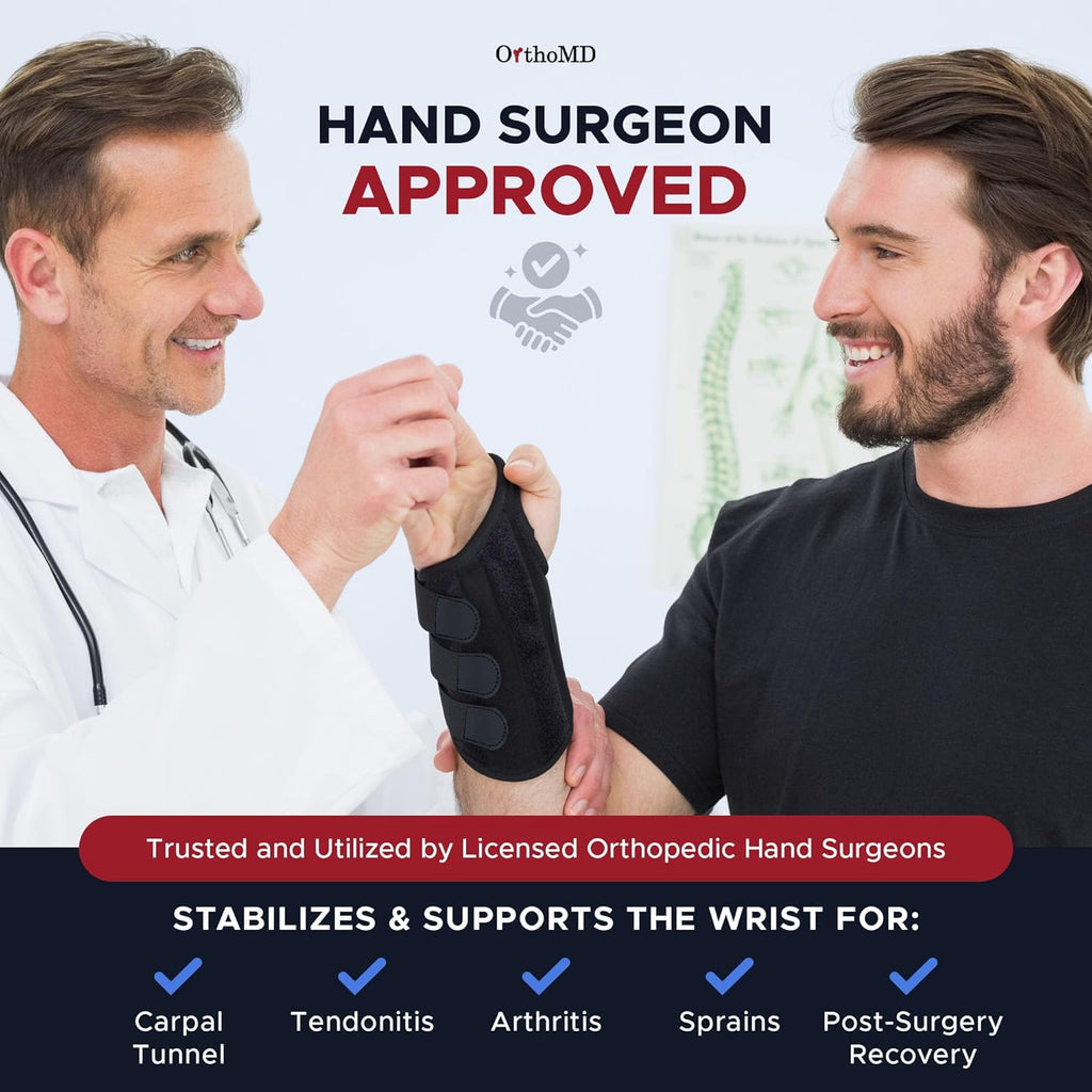 OrthoMD Carpal Tunnel Wrist Brace, Rigid Aluminum Splint for Wrist Pain Support

