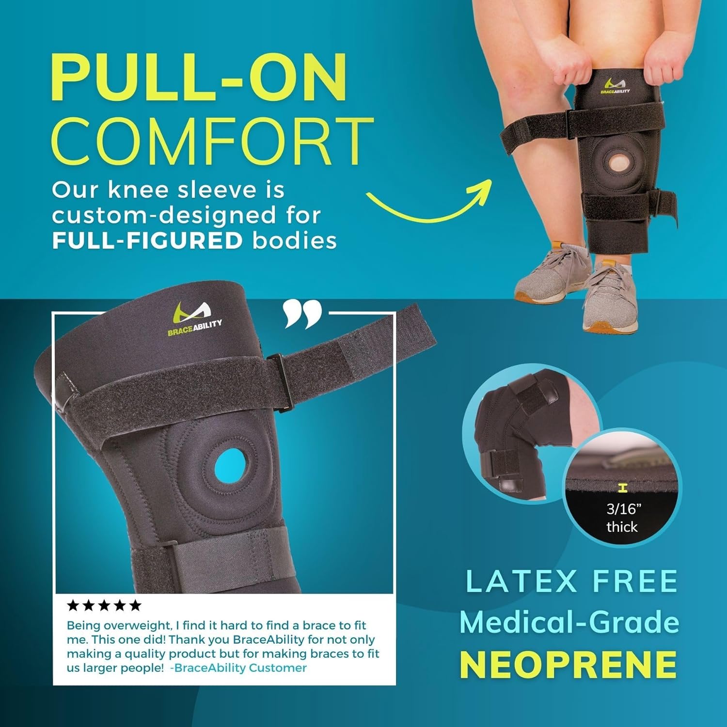 BraceAbility Bariatric Knee Brace with Side Stabilizers for Arthritis and Patellar Tendonitis

