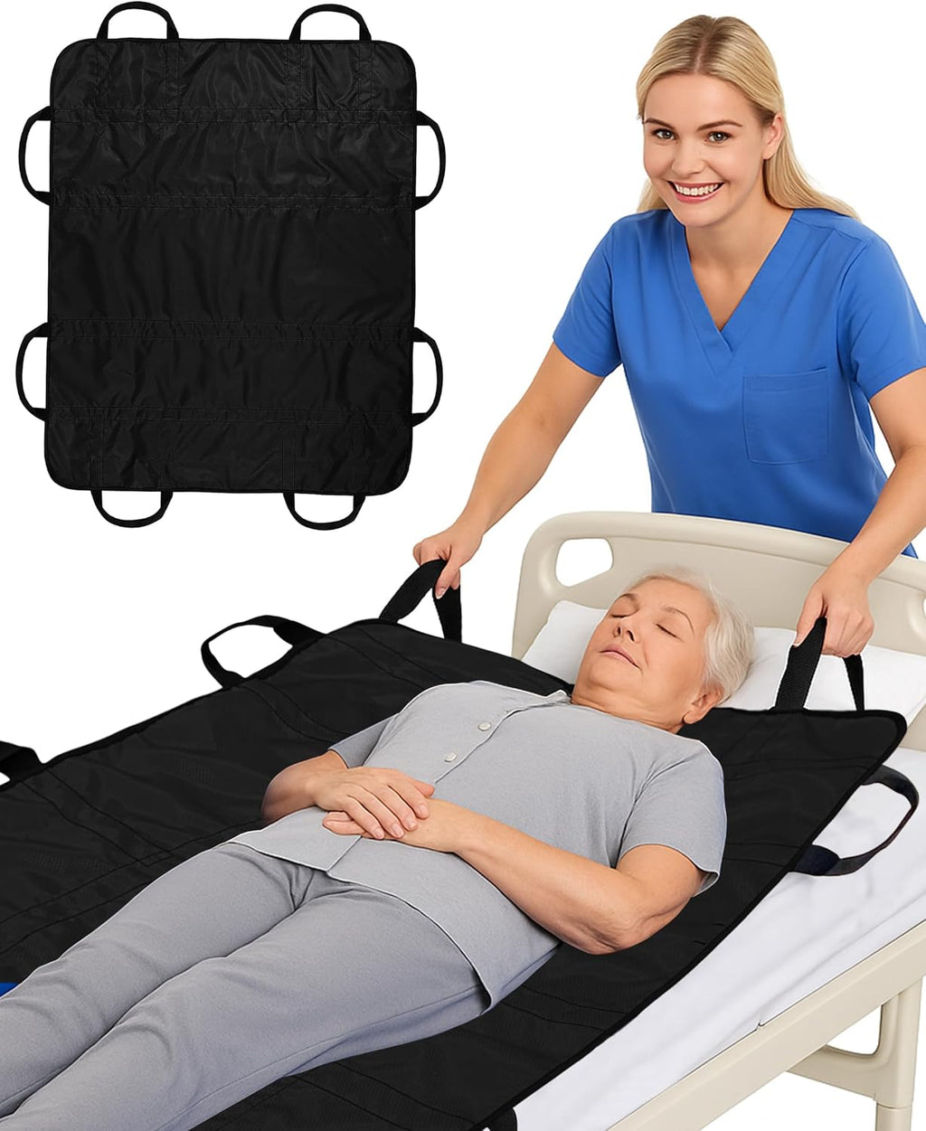 SPRING SEAON Patient Transfer Sheet with Handles, Waterproof Bed Pad

