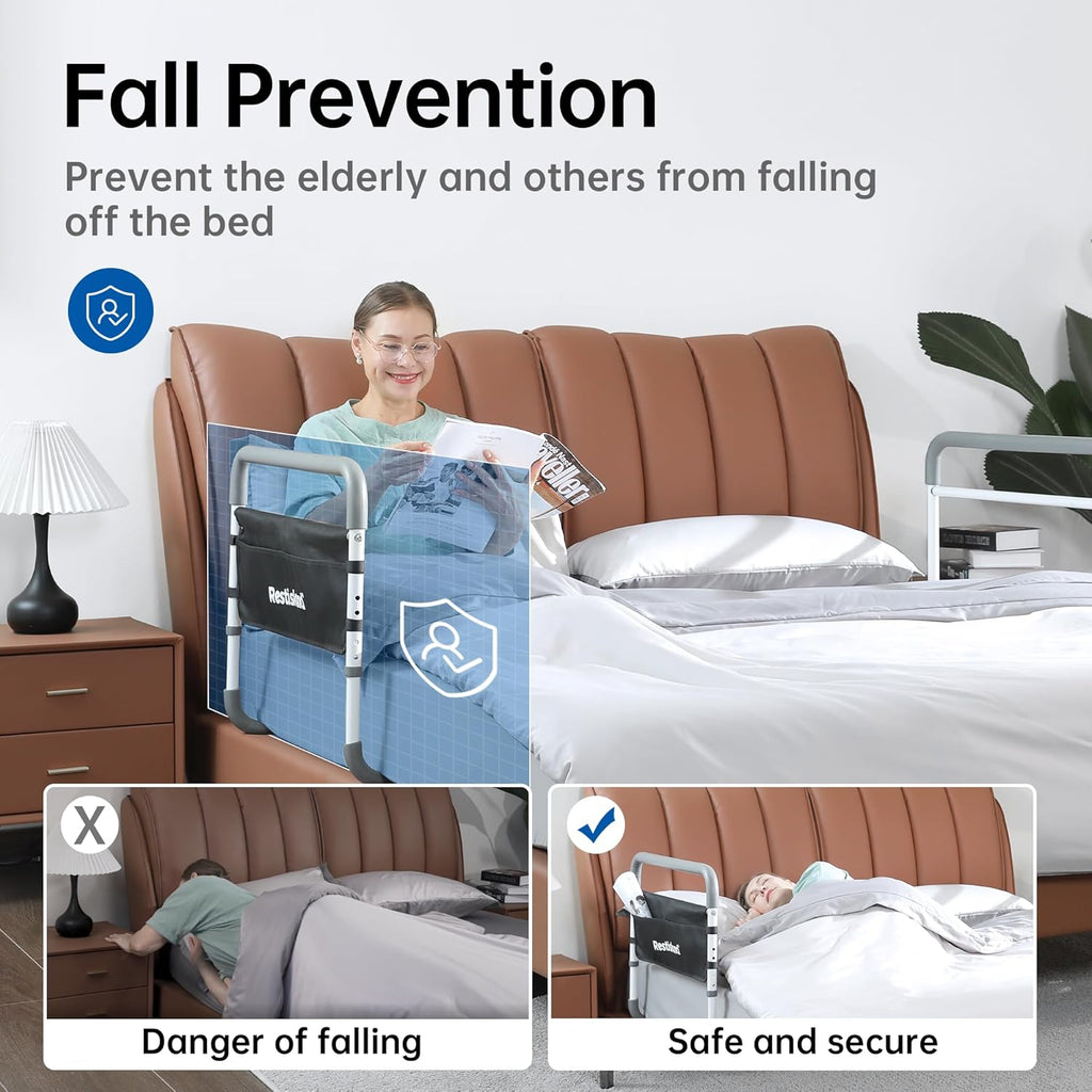 Dual Bed Side Hand Rail Adjustable Bed Assist for Seniors, Elderly, Hospital Use

