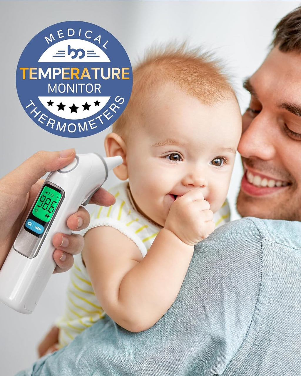 Infrared Ear Thermometer for Kids and Adults, 1-Second Read, 30 Memory, 24 Probe Covers

