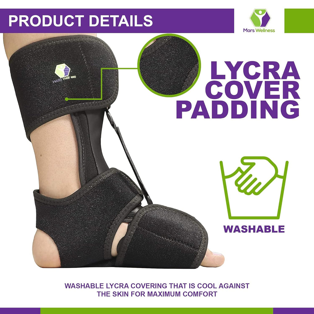 MARS WELLNESS Comfort Dorsal Night Splint for Plantar Fasciitis, Foot Drop, Achilles

