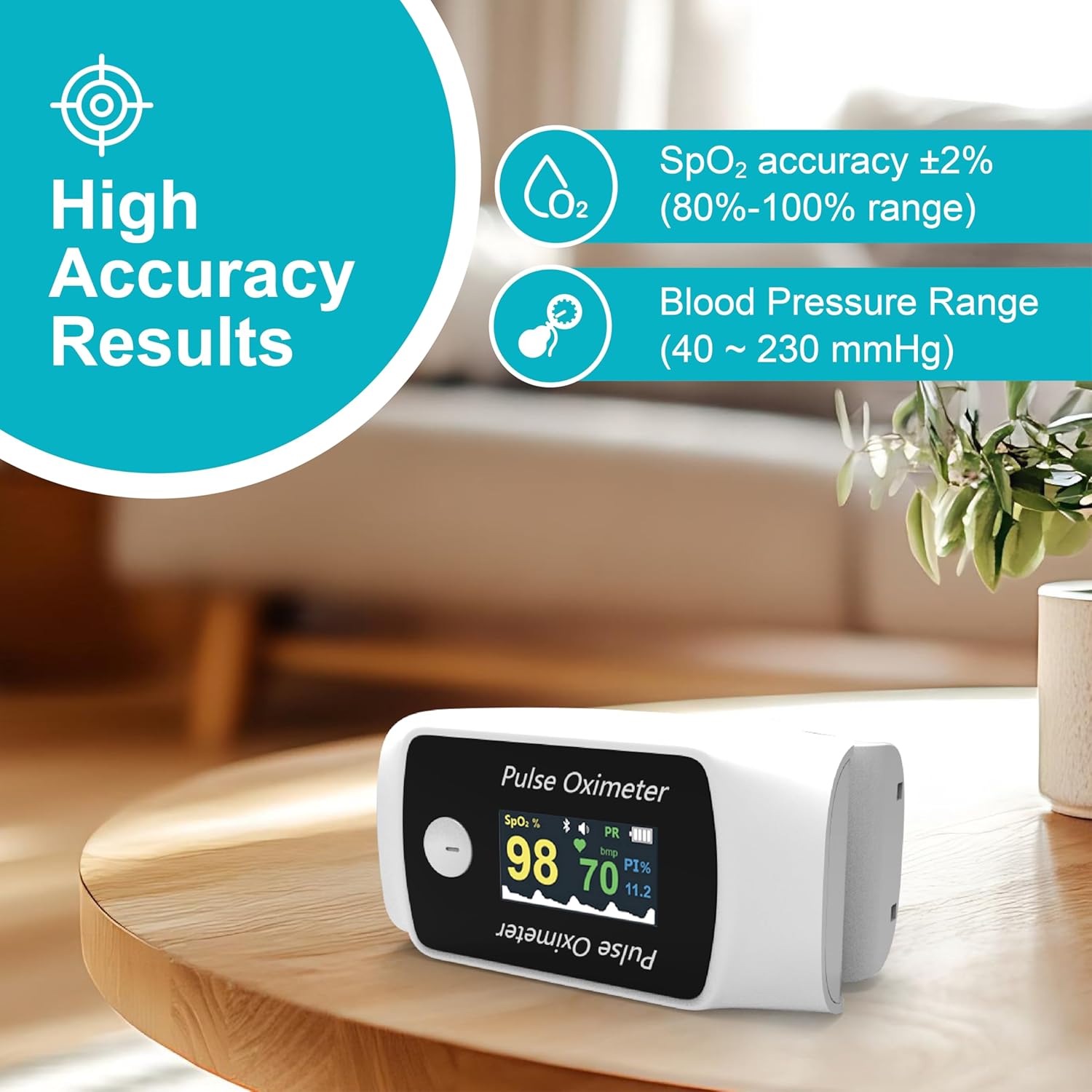 Bluetooth Fingertip Pulse Oximeter with Respiration Rate, Portable SpO2 Monitor

