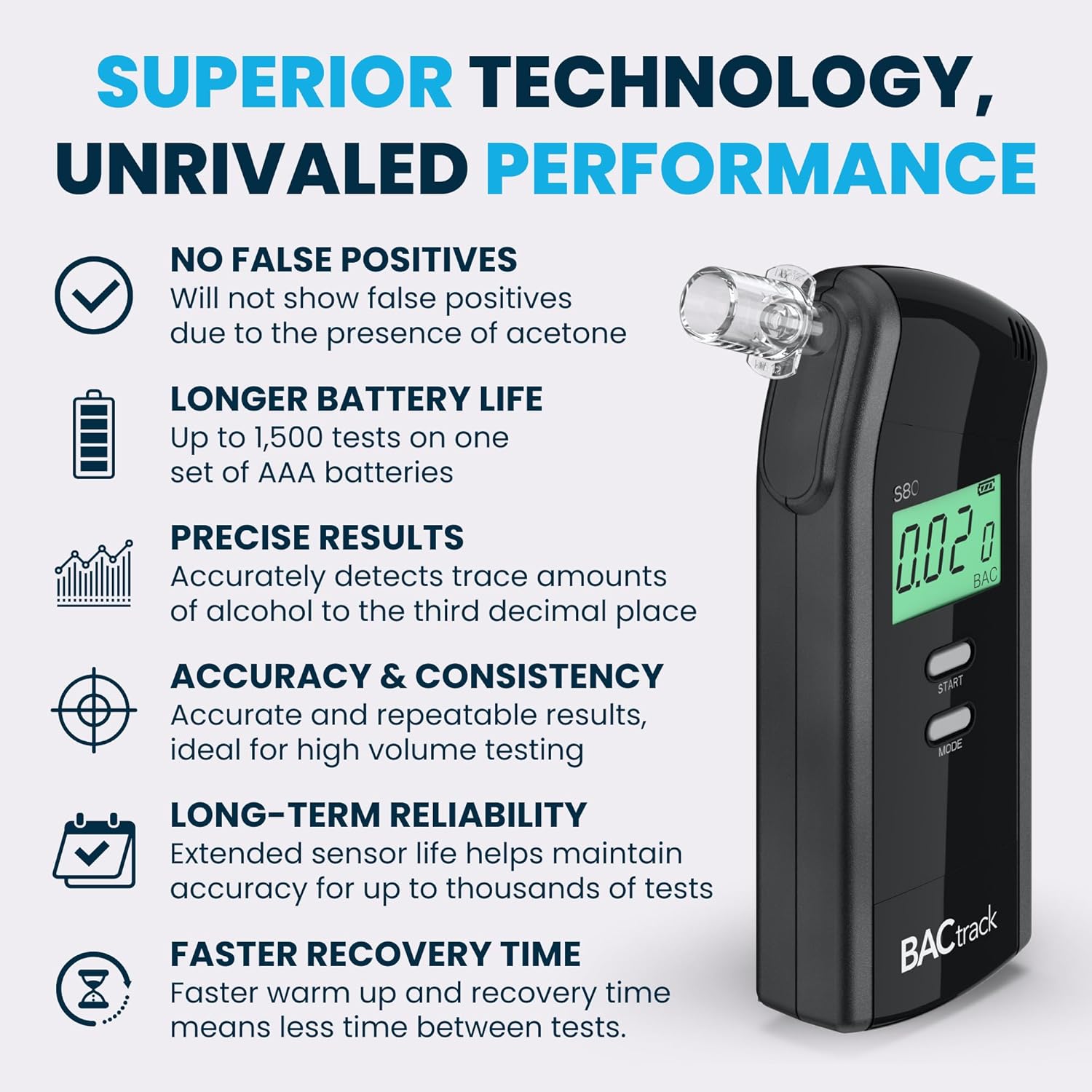 BACtrack S80 Breathalyzer Breath Alcohol Tester DOT NHTSA Approved Portable Black

