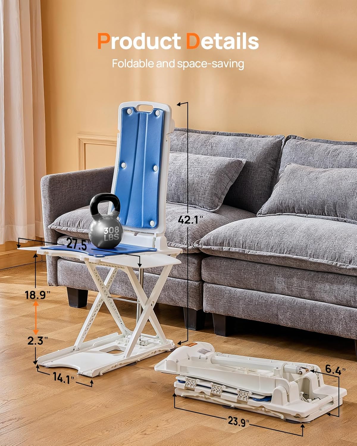 PERLECARE Electric Chair Lift 308 lb Capacity Floor Lift for Bath Tub

