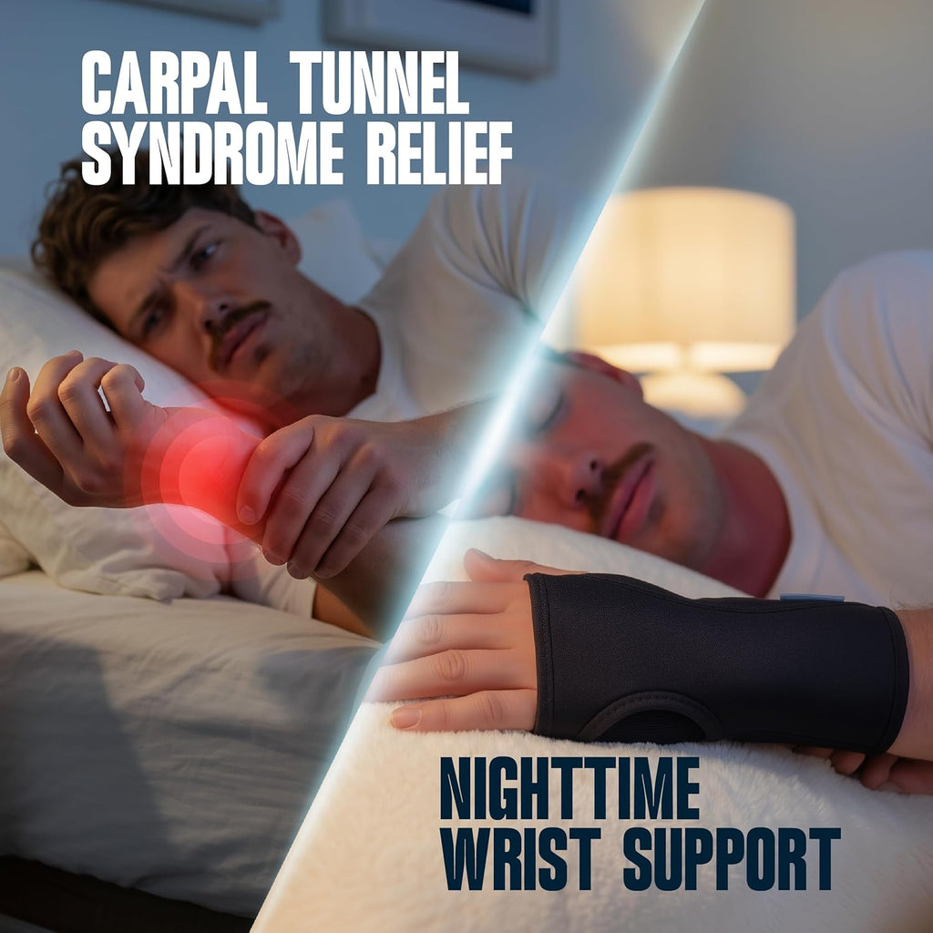 ComfyBrace Nighttime Pain Relief Wrist Brace for Carpal Tunnel, Tendonitis, Arthritis

