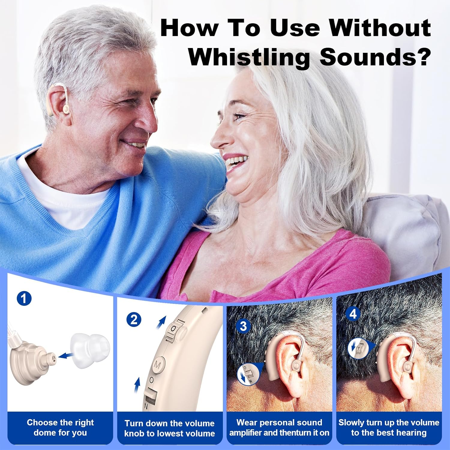 Rechargeable Digital Hearing Aid for Seniors, Noise Cancelling Sound Amplifier

