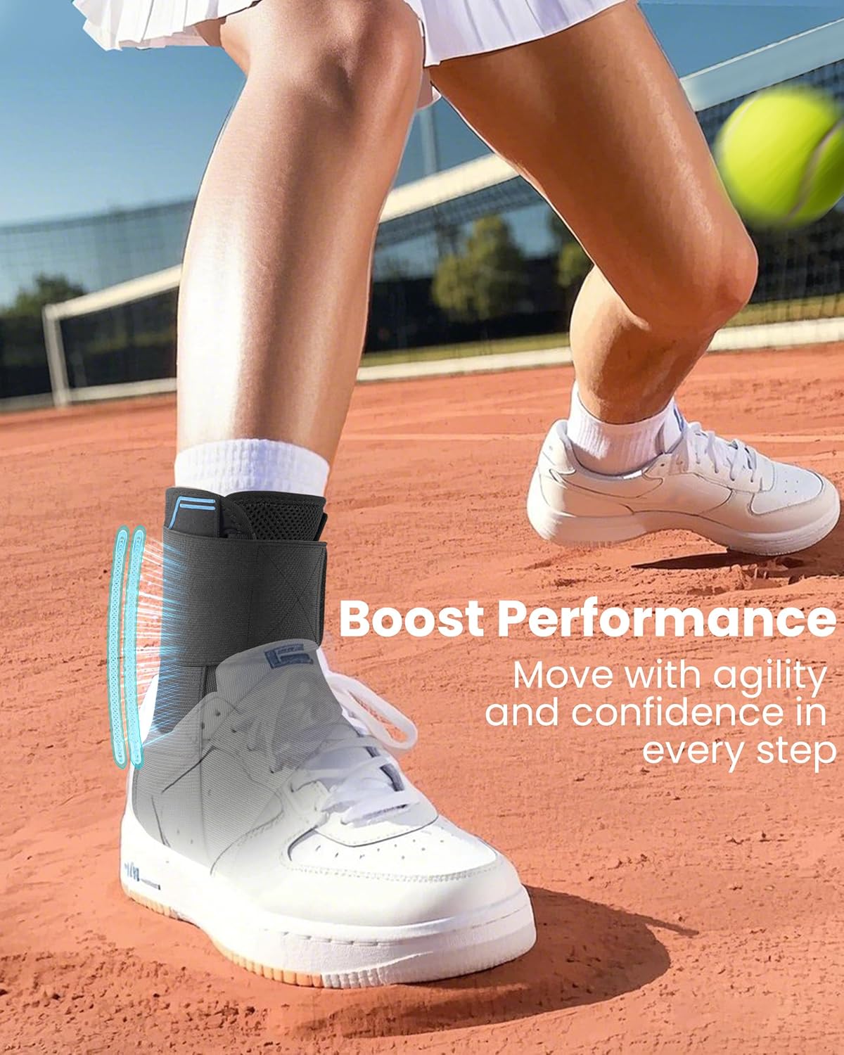 SNEINO Lace-Up Ankle Stabilizer with Removable Side Bars, Neoprene Support

