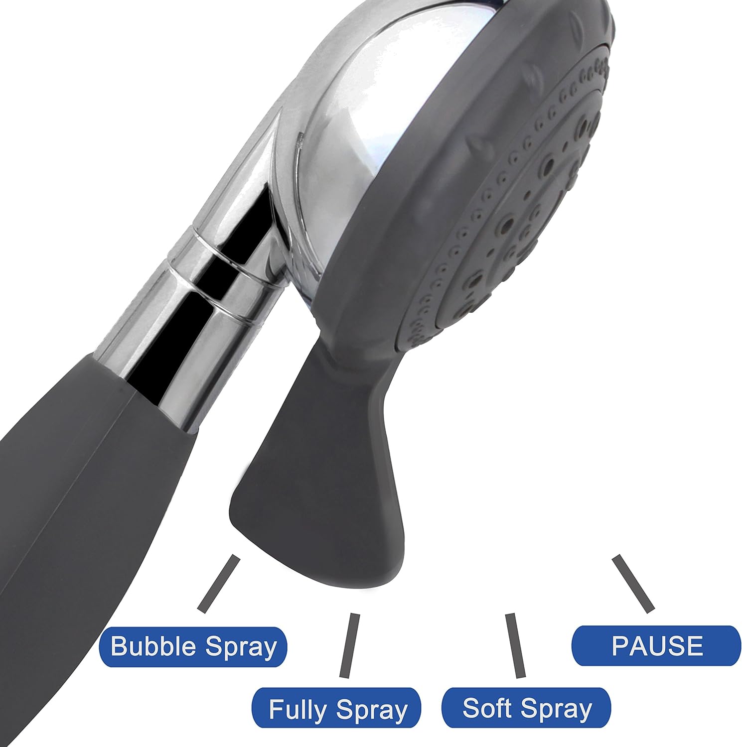 YOO.MEE ADA Handheld Shower Head with Soft Water Pause Setting Chrome

