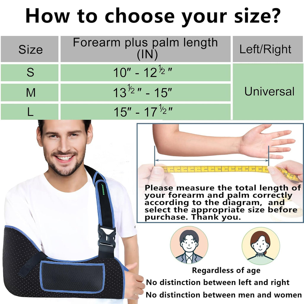 KONSEDIK Arm Shoulder Sling with Pocket Shoulder Pad for Rotator Cuff Injury Support

