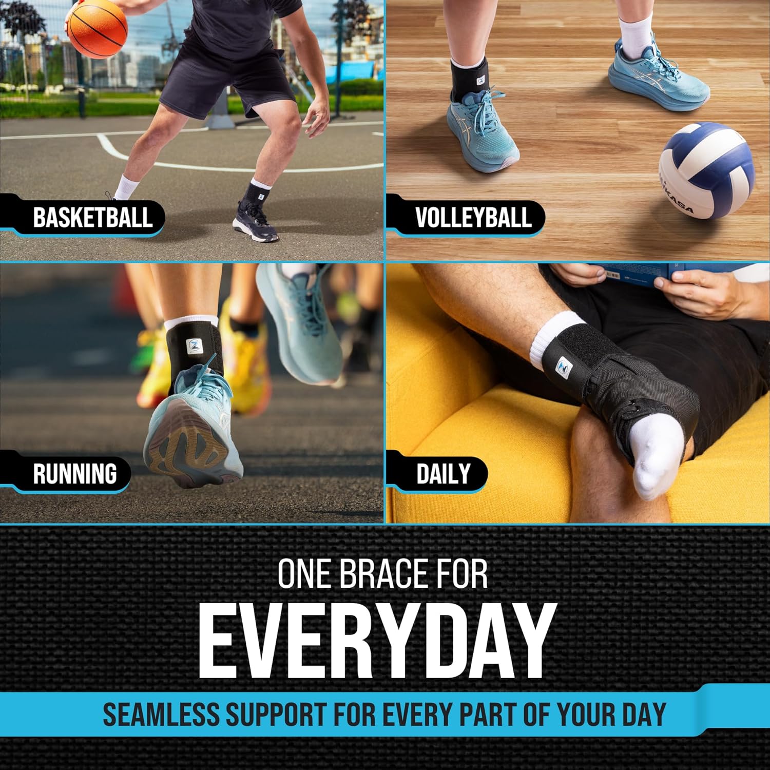 Z ATHLETICS Lace-Up Ankle Brace for Men and Women, Adjustable Support

