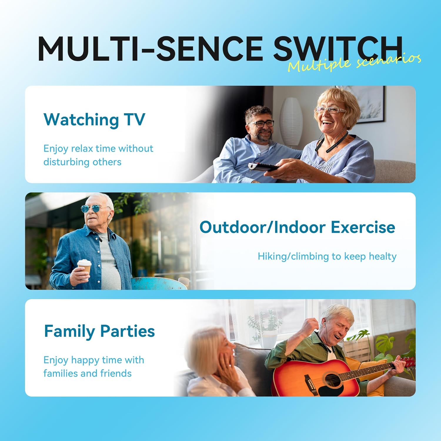 Diggingsound Neckband Bluetooth Rechargeable Hearing Aids for Seniors, Type-C


