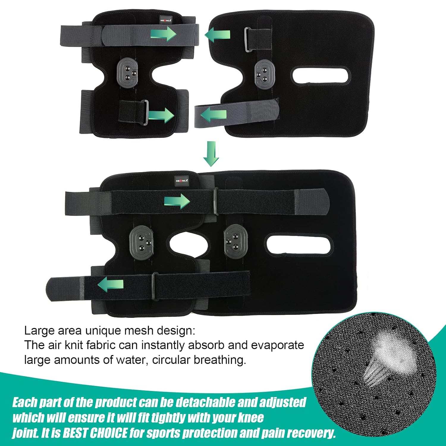 NEENCA Hinged Knee Brace with Locking Dials, ROM Knee Immobilizer for Support


