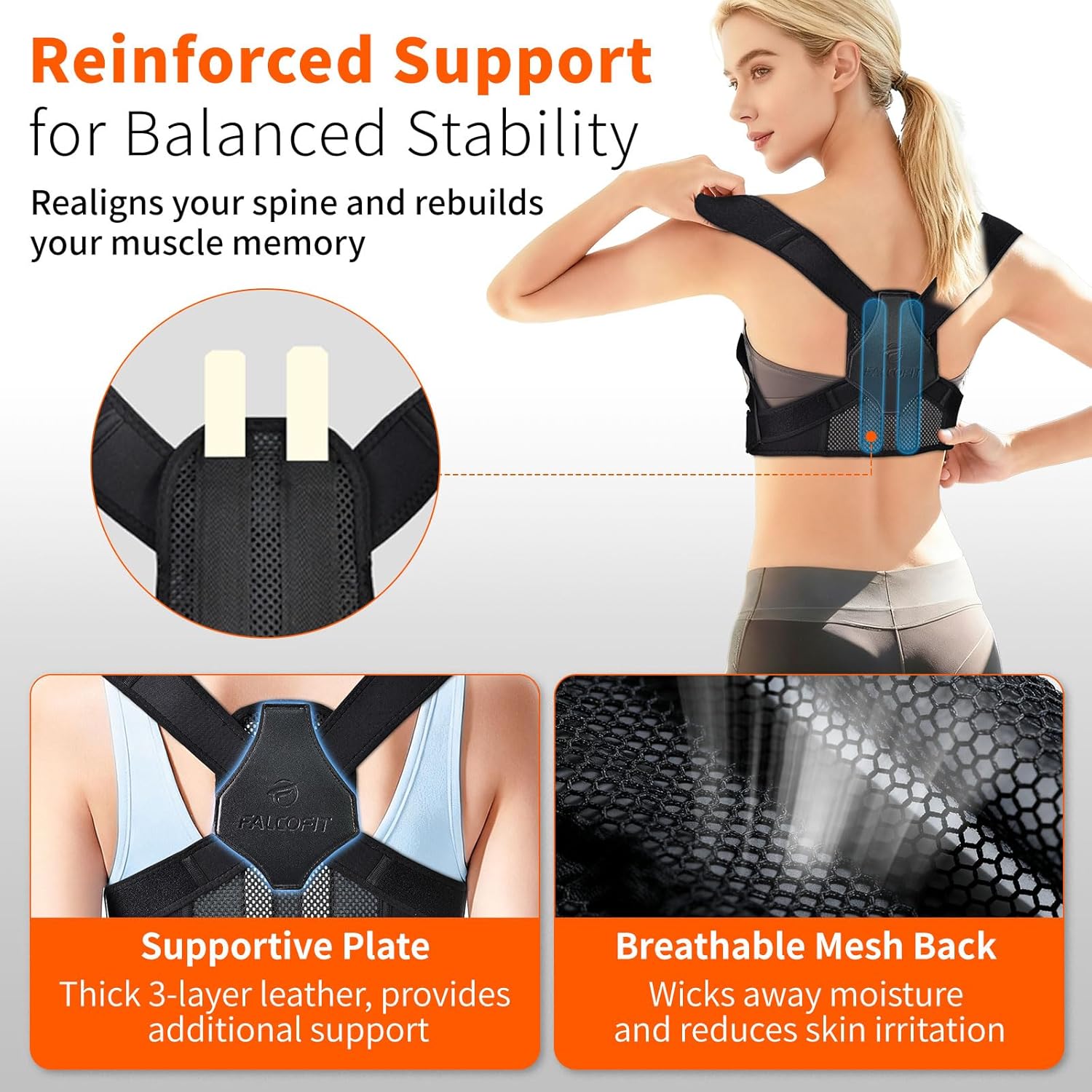 Women’s Posture Corrector Adjustable Back Straightener Breathable Back Brace

