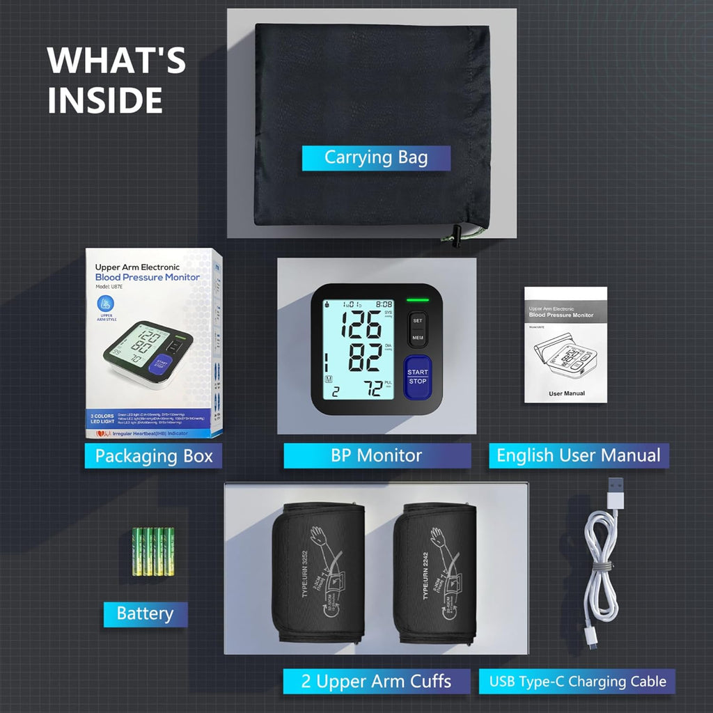 AQESO Upper Arm Blood Pressure Monitor with 2 Cuffs, Automatic Digital BP Machine

