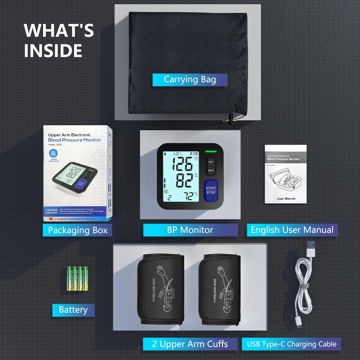 AQESO Upper Arm Blood Pressure Monitor with 2 Cuffs, Automatic Digital BP Machine

