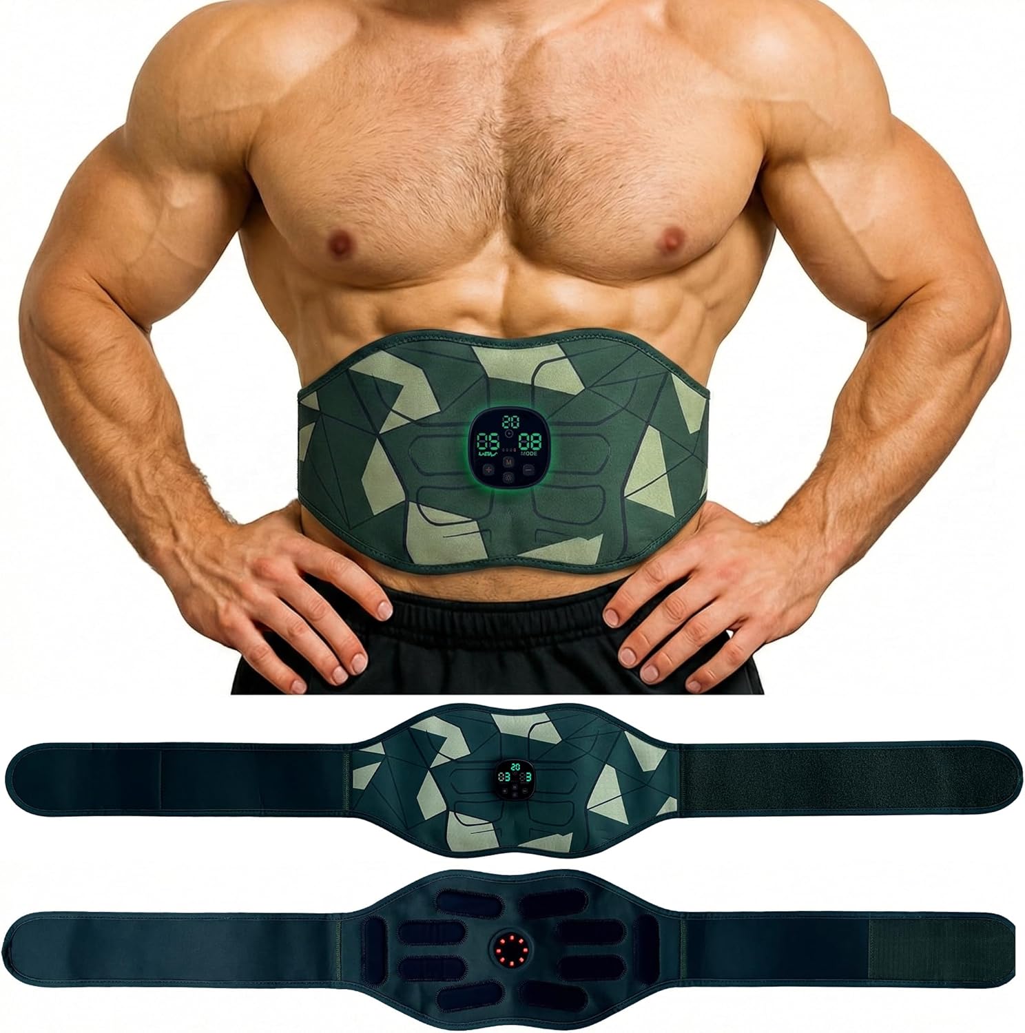 Abs Stimulator Abdominal & Back Training Belt for Core Workout, Portable Fitness

