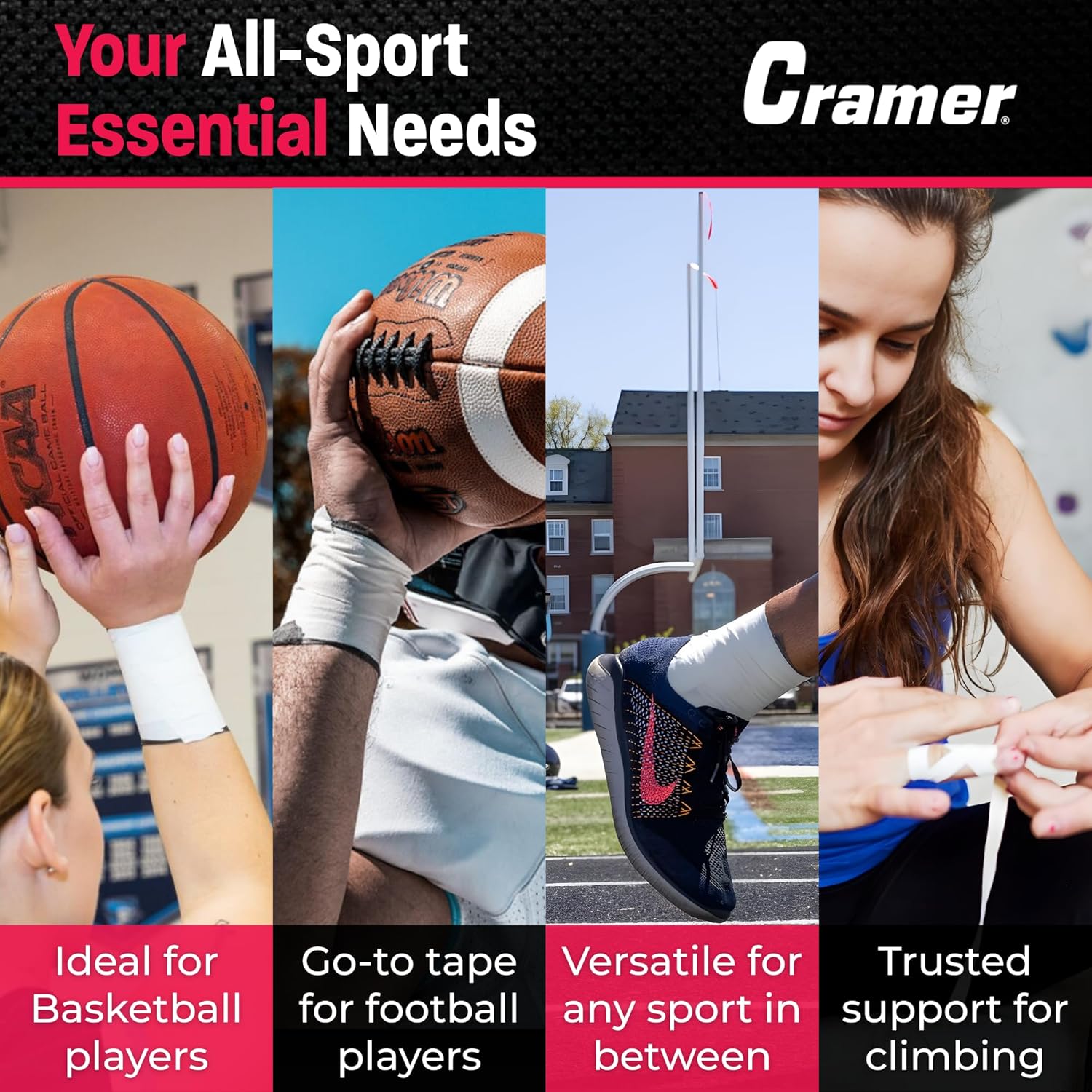 Cramer Athletic Tape Latex-Free, 1.5 in x 15 yd, Tearable Sports Wrap Tape

