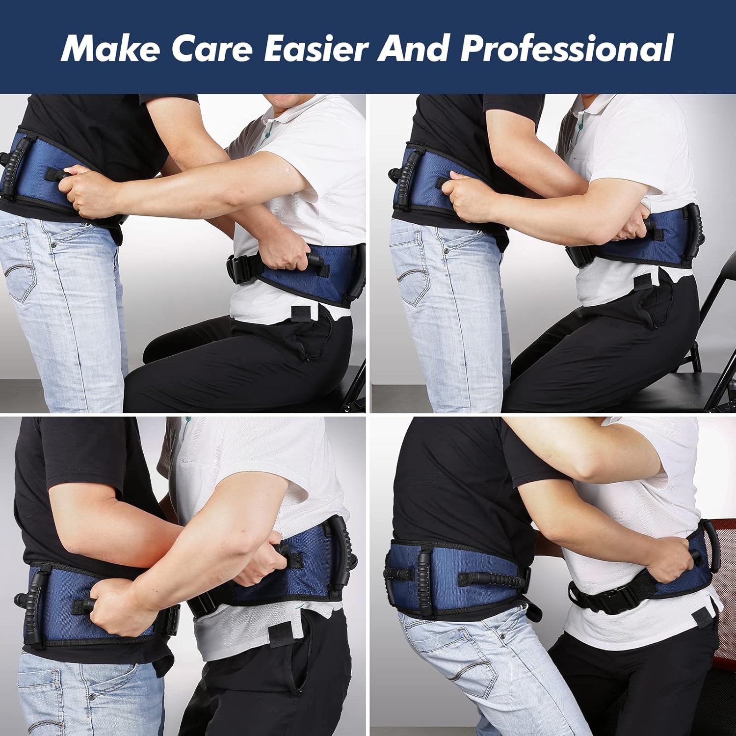 VERY100 Gait Belt Transfer Belt with Padding Handles and One-Click Buckle

