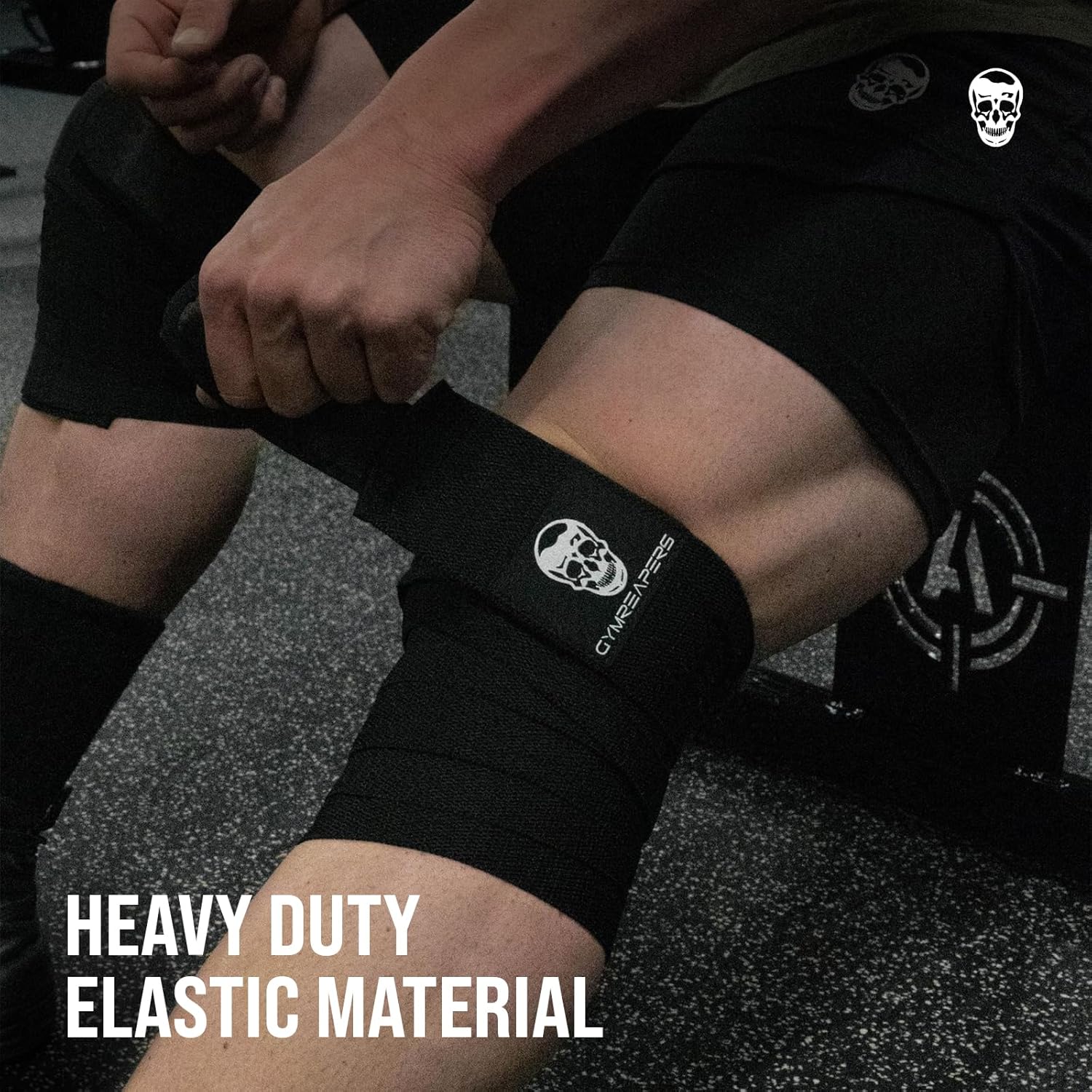 Gymreapers Knee Wraps for Squats and Powerlifting 72-Inch Compression Wraps with Strap

