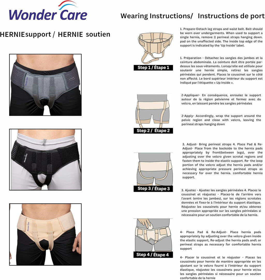 Wonder Care Hernia Support Belt for Men with Removable Groin Compression Pads


