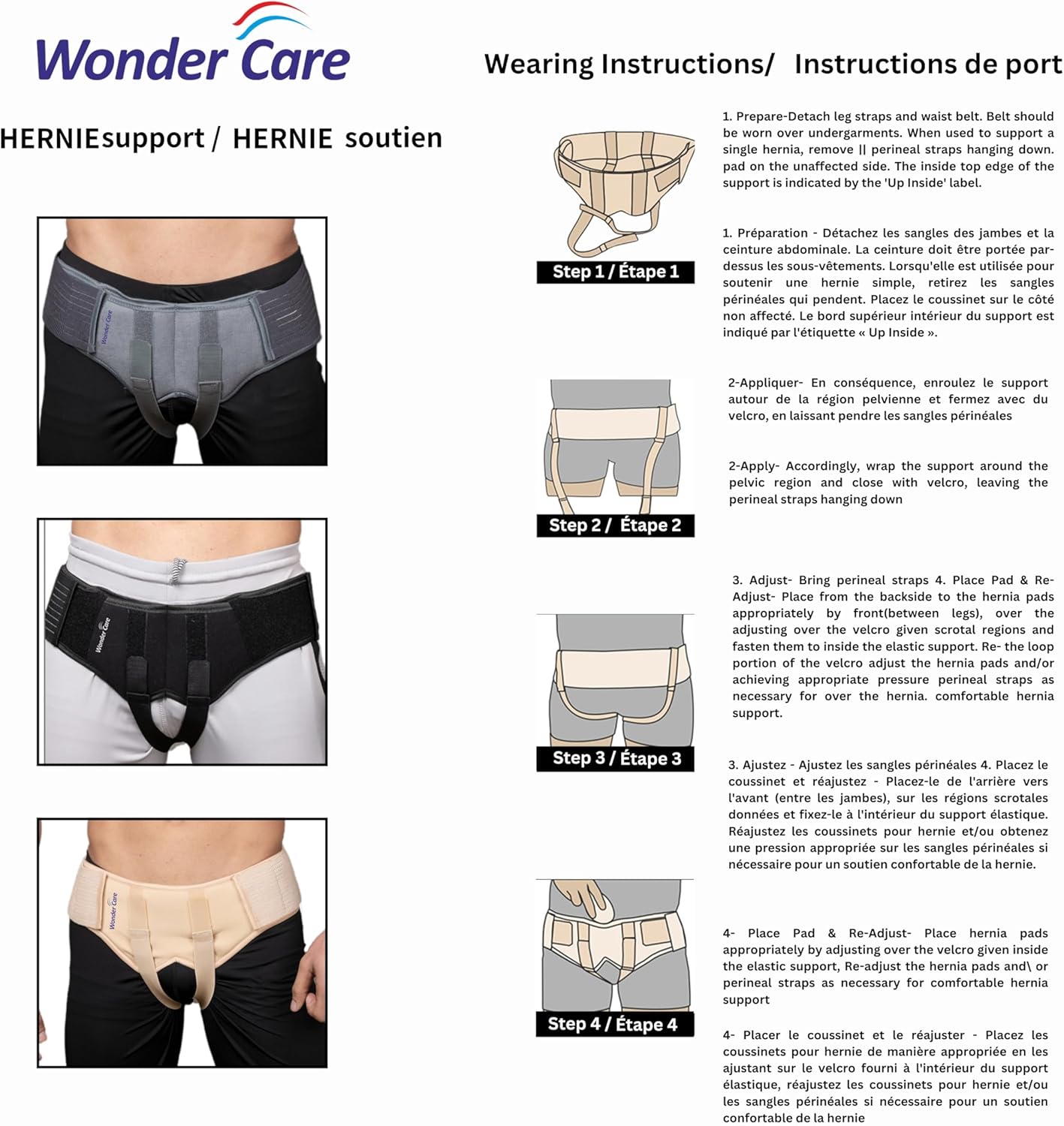 Wonder Care Hernia Support Belt for Men with Removable Groin Compression Pads

