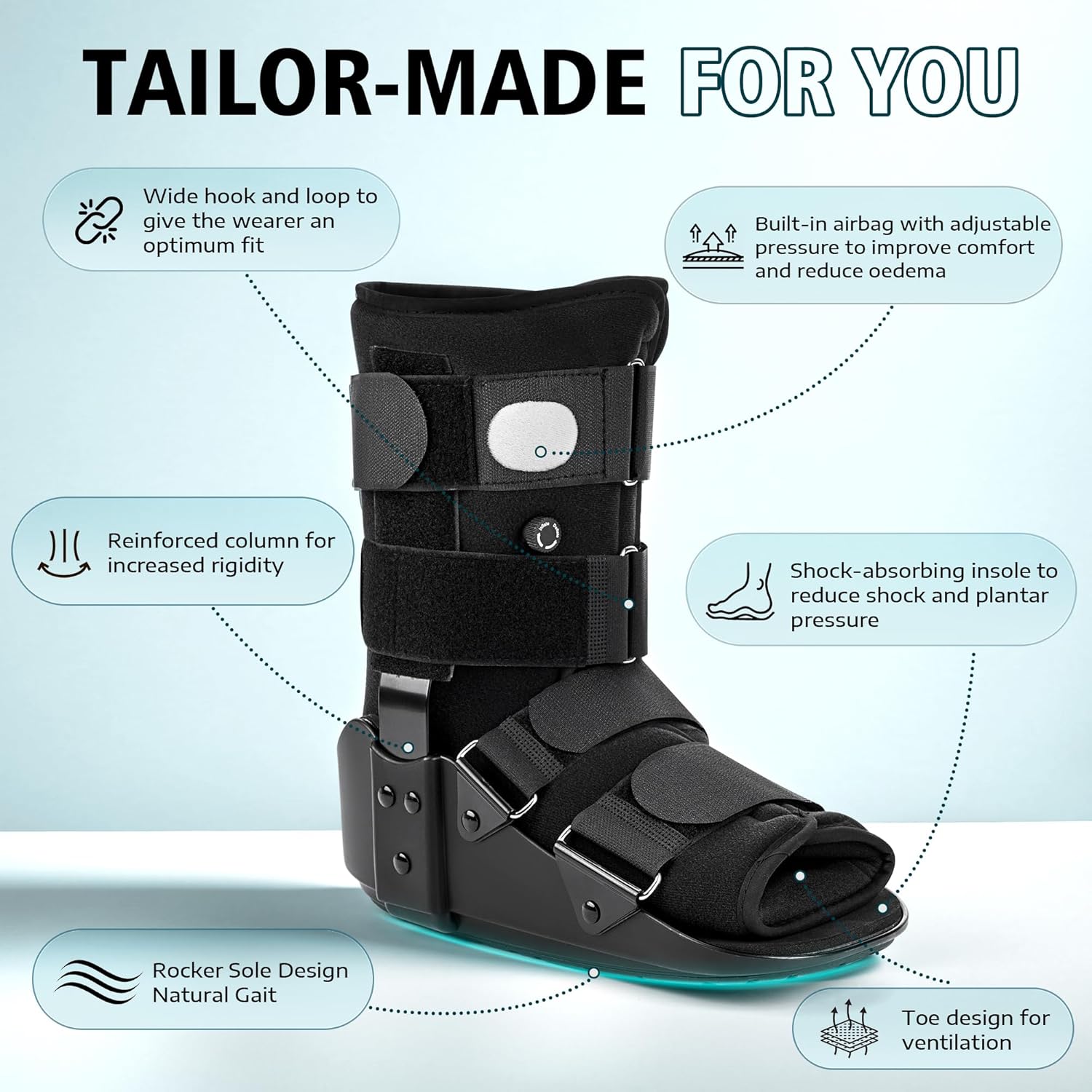 Medibot Advanced Walking Boot for Ankle Sprains, Air Splint, Adjustable Support

