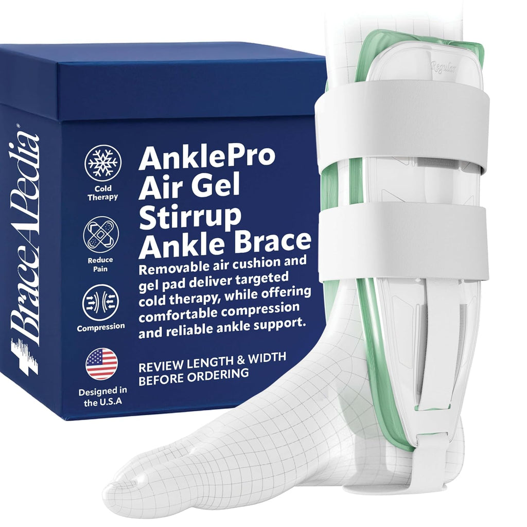 AnklePro Air Cushion Stirrup Ankle Stabilizer Brace, 3-Strap Rigid Support

