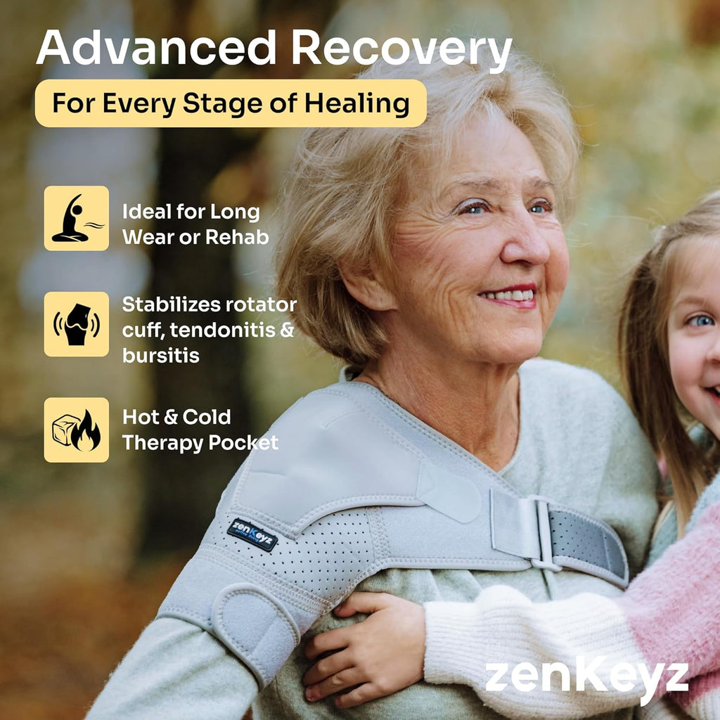 ZENKEYZ Shoulder Brace for Men and Women with Rotator Cuff Support and Pocket

