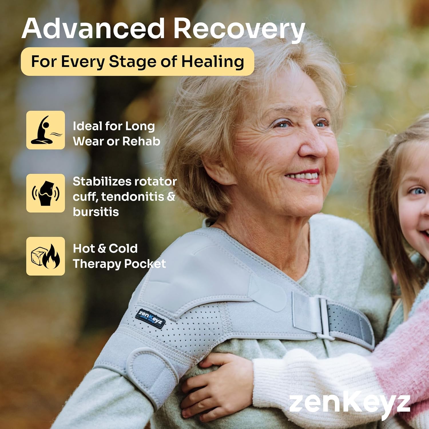 ZENKEYZ Shoulder Brace for Men and Women with Rotator Cuff Support and Pocket

